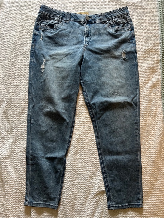 Democracy Denim - Women’s Slightly Distressed Straight Leg Blue Jeans